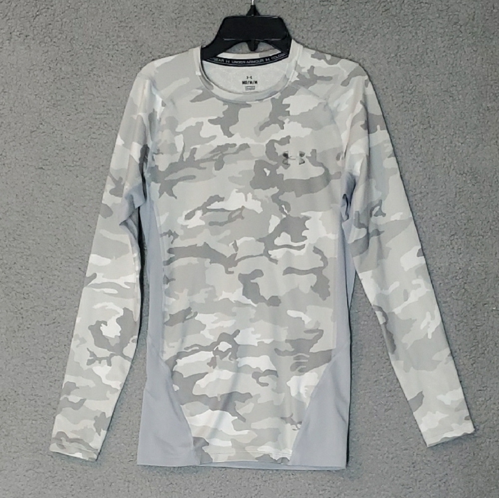 Men Under Armour Gray Camo Long Sleeve Tee Size M